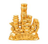 Fonowx Statuetta di bambù con Base Lucido Figurina Autoportante in Metallo Dorato Compatta Statua per Scrivania