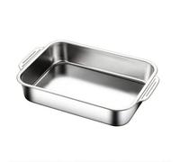 Fonowx Teglia da Rettangolare in Acciaio Inossidabile con Fondo Uniforme per Arrostire Maiale Cuocere Pesce al E Fare Sformati di Verdure con Impugnature, 45CM