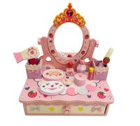 Fonowx Tocador Giocattolo Bambini Specchiera Trucco Tavolo Vanity in Legno con Specchio Fisso E Cassetto Organizzatore per Accessori Parrucchiera Gioco Adatto a Cameretta Stanza dei Giochi