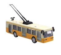 Fonowx Tram Modello Ornamento Auto Giocattolo Miniatura Elettrico Luci Suono Corsa Retrattile in Metallo Adatto a Regalo Compleanno Bambini Camera da, Giallo