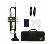 Fonowx Tromba Bb Standard Strumento Ottoni Tromba Classica a Pistoni Tubazioni con Doppio Supporto Suono Risonante con Custodia Guanti Panno Manutenzione, color to 1