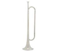 Fonowx Tromba per Bambini Corno da Marcia Diritto per Giovani Ottoni Realizzata in Ottone Finitura Brillante Tubo Visibile Campana Svasata, Argento