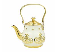 Fonowx Turkish Coffee Maker Teiera Turca Caffettiera Caraffa da Servizio con Beccuccio Affusolato Coperchio Ornato Decorazioni Incise Fascino Retrò, Array, Bianco-Dorato, size to 2
