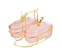 Fonowx Vassoio Da Portata Diviso con Coperchio, Compatto, Antipolvere, Robusto, Ideale per Caramelle, Perfetto Come Centrotavola per Cucina E S, Rosa