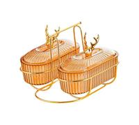 Fonowx Vassoio Da Portata Diviso con Coperchio, Compatto, Antipolvere, Robusto, Ideale per Caramelle, Perfetto Come Centrotavola per Cucina E S, Ambra