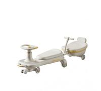 Fonowx Veicolo a Dondolo per Bambini Auto a Spinta Macchinina Cavalcabile Gioco con Volante Seduta Confortevole Schienale Staccabile Asta Telescopica Ruote, Bianco