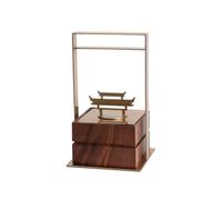 Fonowx Vetrina Stile Cinese in Metallo e Legno Elegante Vetrina con Ornamento Metallico Dorato Interno Robusto per Hotel, Basso