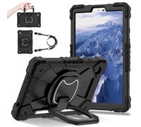 FONREST Custodia portatile robusta per Samsung-Galaxy-Tab-A11 8,7'' 2025 con cavalletto girevole a 360°/maniglia ad anello per appenderla, copertura resistente agli urti con cordino portapenne SM-X135