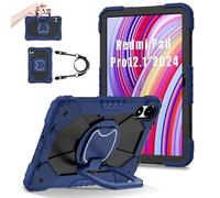 FONREST Custodia robusta portatile per Xiaomi Poco Pad/Redmi Pad Pro 12,1 '' 2024 con cavalletto girevole/anello per appendere maniglia di sollevamento, cordino ibrida, resistente agli urti (blu