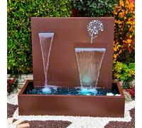 Fontana a Cascata da Giardino 190x80xH180 cm in Metallo con Pompa Corten