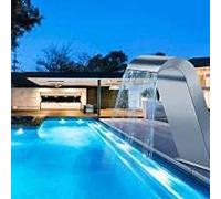 Fontana a cascata in acciaio inox per piscine interrate, decorazione da giardino all'aperto, migliora l'estetica e l'atmosfera