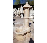 FONTANA A COLONNA CON VASCA DA GIARDINO PER ESTERNO IN CEMENTO PIETRA H 125 CM