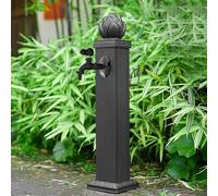 Fontana a colonna d'acqua da esterno in acciaio inossidabile 304 con rubinetto antigelo e base stabile, resistente fontana da giardino per patio, cortile e paesaggio