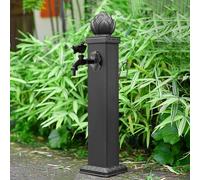 Fontana a colonna d'acqua per esterni in acciaio inossidabile 304 con rubinetto antigelo e base stabile, decorazione da giardino durevole per paesaggistica elegante e relax