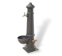 Fontana a colonna in ghisa verniciata antracite con idrante laterale e griglia di scolo Applio