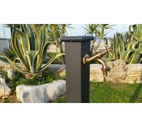 Fontana a colonna Sidney in ghisa e acciaio esterno casa giardino con rubinetto