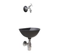 Fontana a muro 600 grigio ghisa con rubinetto 303C e sifone per casa giardino