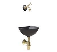 Fontana a muro 600 grigio ghisa con rubinetto 303L e sifone per casa giardino