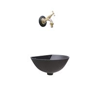 Fontana a muro 600 grigio ghisa con rubinetto 303L in ottone per casa giardino