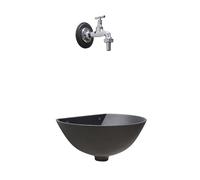 Fontana a muro 600 grigio ghisa con rubinetto cromato per casa e giardino