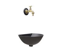 Fontana a muro 600 grigio ghisa con rubinetto lucido per casa e giardino