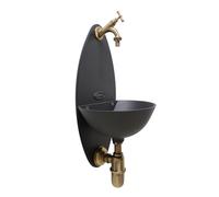 Fontana a muro Atena colore ghisa con rubinetto e sifone per casa e giardino