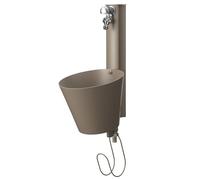 Fontana a Parete da Giardino con doppio Rubinetto 49x23x26,6 cm Belfer 42/PRS Tortora