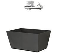 Fontana a Parete da Giardino con Miscelatore e Vasca Belfer 42/PRQM Antracite