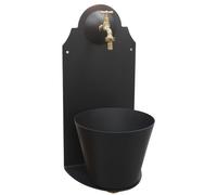 Fontana a Parete da Giardino con Rubinetto in Acciaio e Alluminio Elba Nero