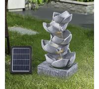 Fontana ad energia solare, design a cascata a 4 ripiani, con luci per esterni, decorazione da giardino e patio