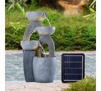 Fontana ad energia solare, design a cascata a 4 ripiani, con luci per esterni, decorazione da giardino e patio