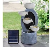 Fontana ad energia solare, design a cascata a 4 ripiani, con luci per esterni, decorazione da giardino e patio