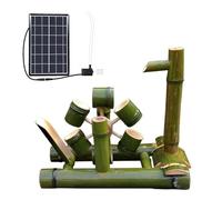 Fontana ad energia solare in bambù - Decorazione da giardino con cascata autoportante per patio e vasca per uccelli
