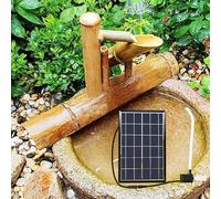 Fontana ad energia solare per esterni con design a dondolo in bambù, include pompa, pannello solare, filtro dell'acqua e tubo per giardino e cortile