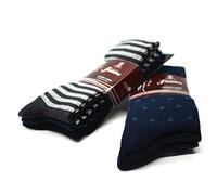 Fontana Calze, 12 paia di calze lunghe in caldo cotone elasticizzato. 6 paia a righe e 6 paia a pois. Prodotto Italiano. 45/47