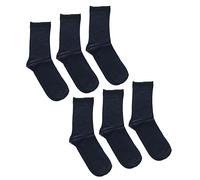 Fontana Calze - 6 PAIA calze UOMO DONNA cotone filo di scozia senza elastico, taglio laser per Diabetici (IT, Numero, 44, 47, Regular, Regular, Blu)