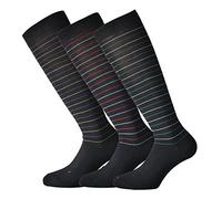 Fontana Calze, 6 paia di calze lunghe in caldo cotone elasticizzate confortevoli e rinforzate su punta e tallone. Prodotto Italiano. (righe piccole, 45/47)