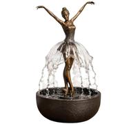 Fontana Con Altoparlante Bluetooth Giochi D'Acqua Fontana con altoparlante Bluetooth a cascata di ballerina, scultura artistica gonna ad acqua corrente, consapevolezza antistress for la casa(Brown)