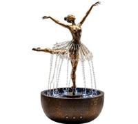 Fontana Con Altoparlante Bluetooth Giochi D'Acqua Fontana con altoparlante Bluetooth a cascata di ballerina, scultura artistica gonna ad acqua corrente, consapevolezza antistress for la casa(Gold)