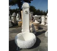 FONTANA CON COLONNA E VASCHETTA DA GIARDINO PER ESTERNO IN CEMENTO MARMO H 96 CM