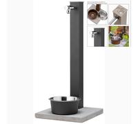 Fontana con doppio Rubinetto con Vaschetta, Abbeveratoio e Base Belfer PET Dimensioni 30x28x110 cm - peso 6,5 kg design, colore Antracite antracite