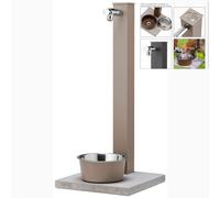 Fontana con doppio Rubinetto con Vaschetta, Abbeveratoio e Base Belfer PET Dimensioni 30x28x110 cm - peso 6,5 kg design, colore Antracite tortora