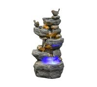 Fontana Da Esterno Con Luci A LED, Fontana A 5 Livelli Con Pavimento In Pietra E Cascata D'acqua, Cascata In Resina Per Giardino, Patio, Cortile, Veranda E Decorazione Domestica