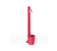 Fontana da Giardino In Resina con Rubinetto e Porta tubo E cestello H20, Dimensioni 20x18xh 90 cm - peso 2 kg con rubinetto, Garantita Colore Rosso rosso