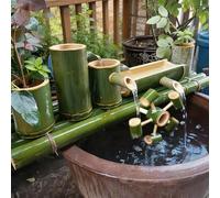 Fontana da esterno in bambù con pompa, fontana d'acqua in bambù, circolazione dell'acqua per acquari, decorazione paesaggistica per giardini e ornamenti per fontane(60cm/23.6in)