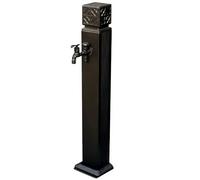 Fontana da giardino a colonna d'acqua in acciaio inox con supporto per tubo flessibile e supporto per idrante (nero, 100 cm) ed elegante elemento essenziale per il giardinaggio