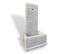 Fontana da giardino a colonna h76 cm in cemento bianco effetto mattoni Decogarden Appia