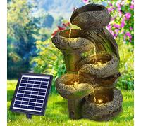 Fontana da giardino a energia solare, fontana decorativa a cascata, lampada da giardino, pompa per laghetto, per terrazza, balcone, con pompe, con batteria agli ioni di litio e luce LED