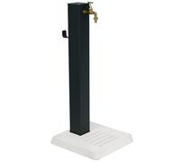 Fontana da Giardino Antracite con Base in Cemento, Fontana da Esterno in Acciaio Verniciato, Rubinetto in Ottone con Tubo Flessibile e Raccordo e portatubo, Fontanella per Esterni Made in Italy