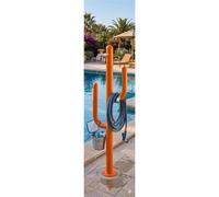 Fontana da Giardino ARIZONA Doppio rubinetto il secondo con attacco rapido Acciaio Alluminio Belfer Dimensioni 32x17xh 102 cm - peso 4 kg colore Arancio arancione